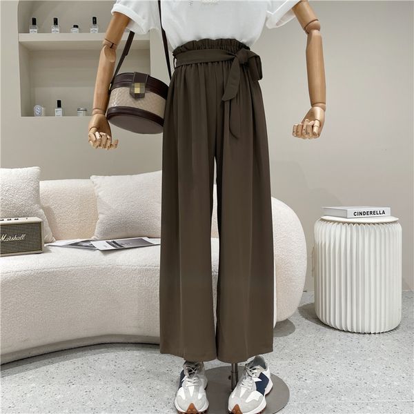 

pant nicho female design spring fashion white suit legged high waist drape belt straight pants