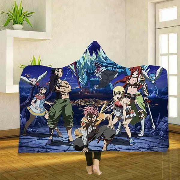 

blankets anime fairy tail 3d printing throw hooded blanket wearable warm fleece bedding office quilts soft adults travel 18