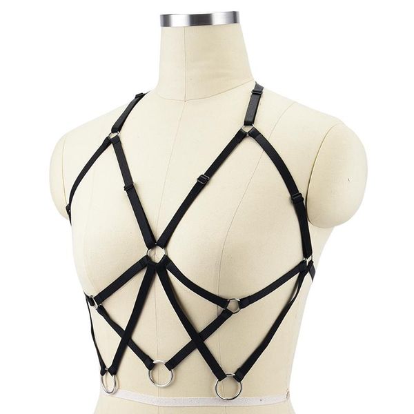 

garters harness women lingerie body bondage gothic suspender bra chest cage cosplay costume harajuku, Black;white