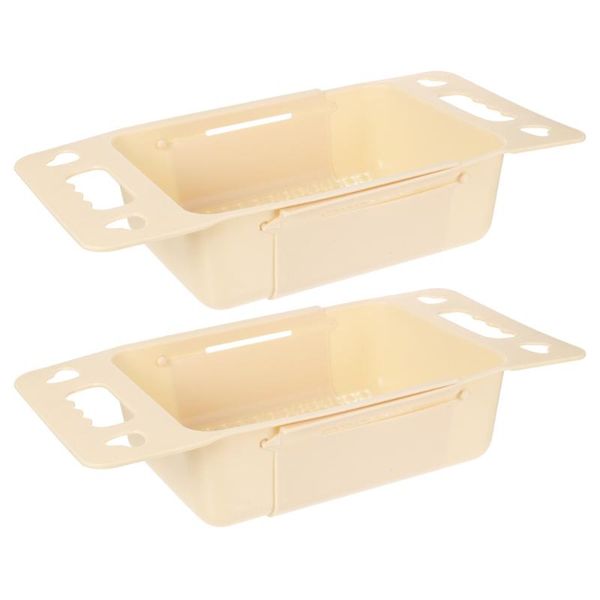 

2pcs retractable kitchen drain rack multifunctional fruit basket dish storage & organization