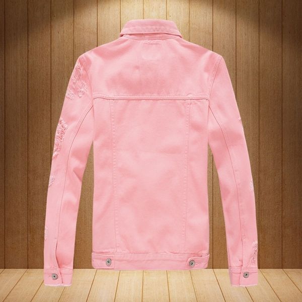 

men's jackets denim man jackets autumn sells brands thin motorcycle casual hole ripped punk jacket long sleeve pink shirt hombre 5pnm, Black;brown