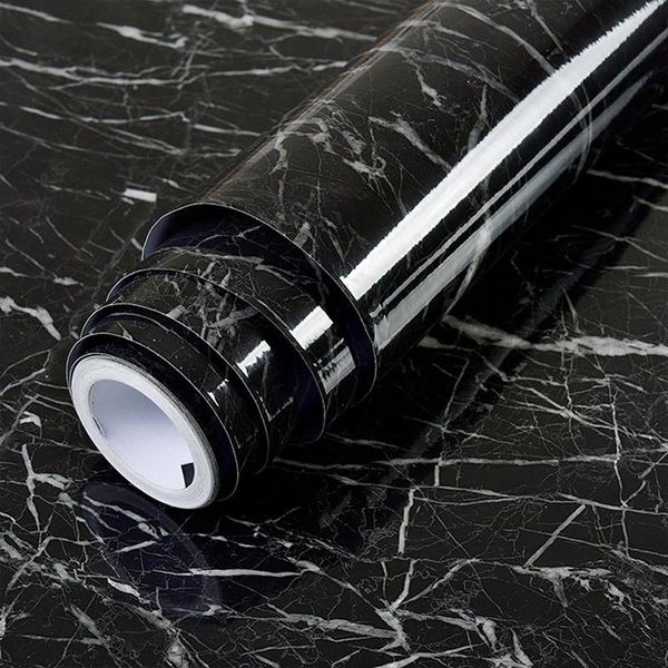 

wallpapers black marble self adhesive oil proof wallpaper peel and stick waterproof kitchen cabinets deskstickers home decor film