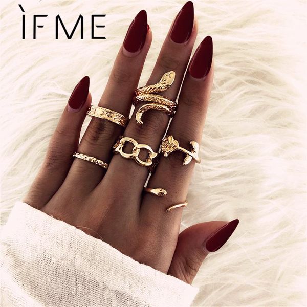 

punk gold color snake rose infinity finger rings set for women vintage classic knuckle joint ring female party jewelry cluster, Golden;silver