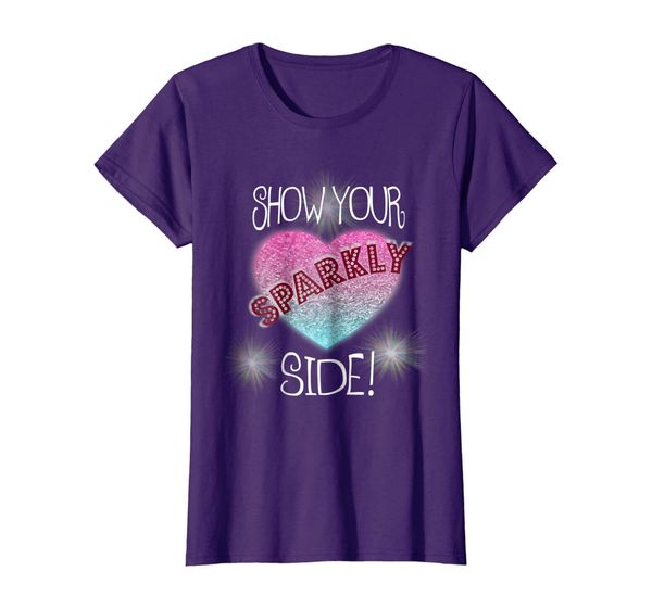 

show your sparkly side women's t shirt, White;black
