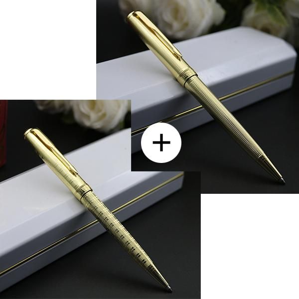 

2pcs blue ink high-quality luxury gift ballpoint pen gold clip metal signature stationery school office supplies pens, Blue;orange