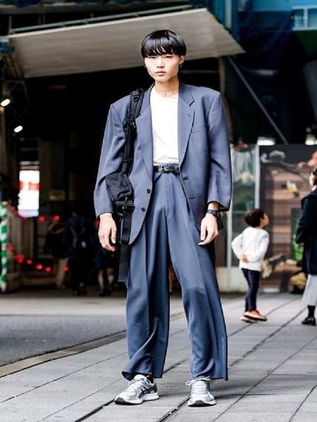 

men's suits & blazers 2021 spring and summer nine point sleeve wide shoulder suit pure color european american fashion brand coat, White;black