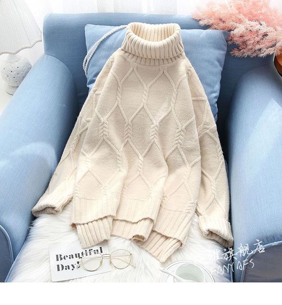 

women's sweaters women sweater korean office lady turtleneck argyle loose batwing sleeve pullovers thick khaki blue rust red creamy whi, White;black