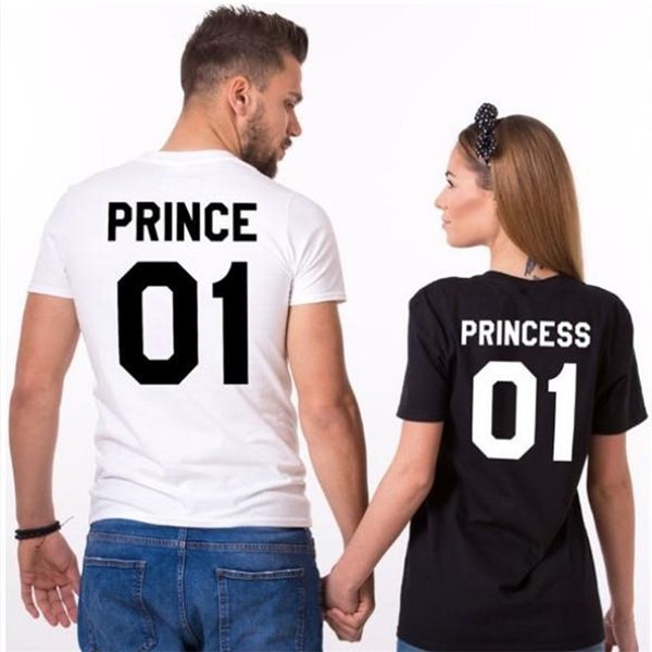 Çift Prens 01 T Gömlek Prenses 01 Mektup Baskı - Kadın Erkek Hipster Moda Gömlek Rahat / Çocuk Lover için 210517