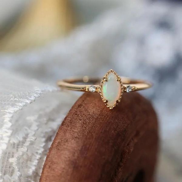

cluster rings japanese style mild luxury diamond water drop opal ring s925 sterling silver inlaid simple overlay ins normcore, Golden;silver
