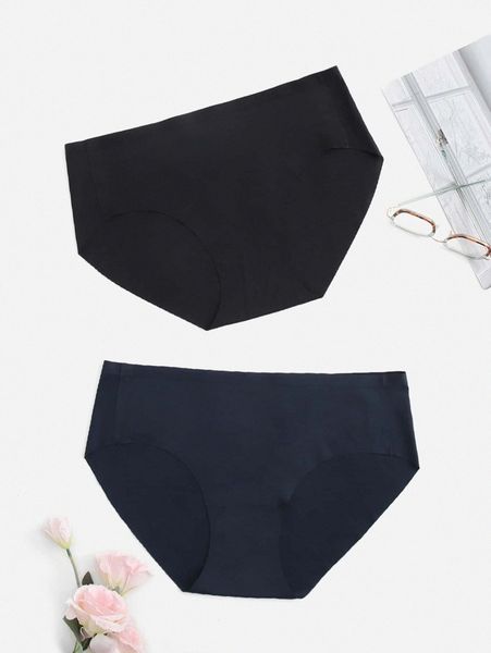 

2pack plus no show panty o8wv#, Black;white