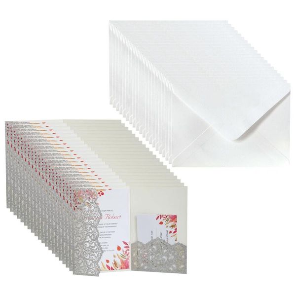 

greeting cards 20pcs glitter hollow invitations card with envelopes for wedding invite supplies qx2e