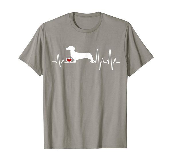 

dachshund dog heartbeat pulse t-shirt, White;black