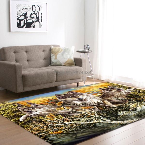 

carpets nordic style 3d wolfs carpet boys room decor bedside rug kids play area soft flannel home living rugs