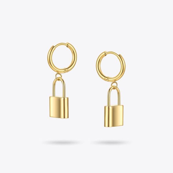 

dangle & chandelier enfashion hanging lock drop earrings for women stainless steel goth fashion jewelry gold color earring gift pendientes e, Silver