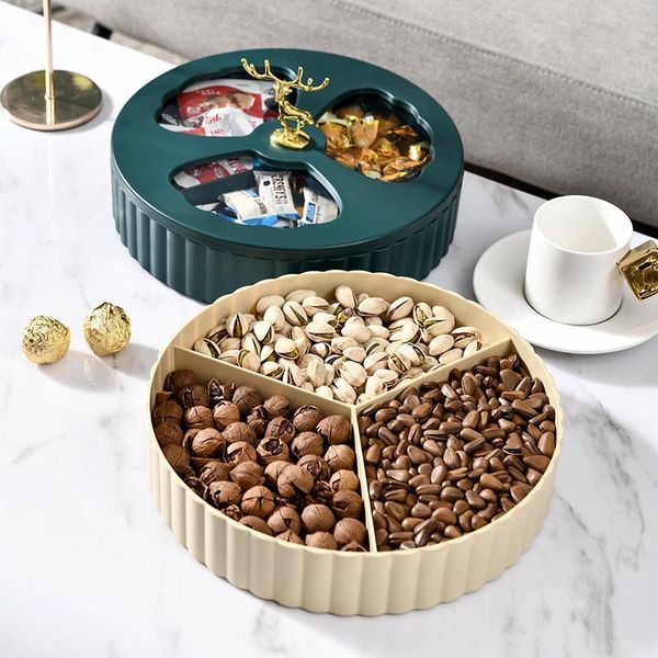 

dishes & plates deluxe moose decorative plastic snack service tray with transparent cover home dry nut storage box platters and trays