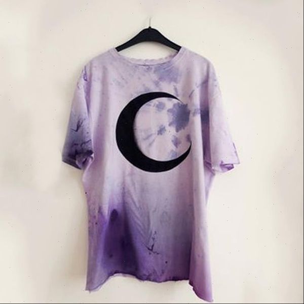 

women t shirts s 5xl gothic shirt casual loose short sleeve moon o neck plus size purple summer streetwear, White