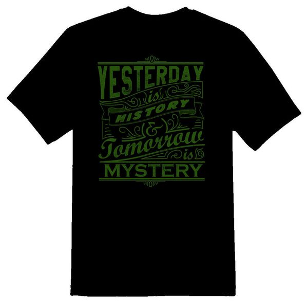 

yesterday is history black or white tee shirt, White;black