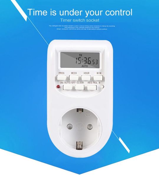 

smart power plugs eu plug digital timer socket switch energy saving 220v ac adjustable programmable setting of clock/on/off time