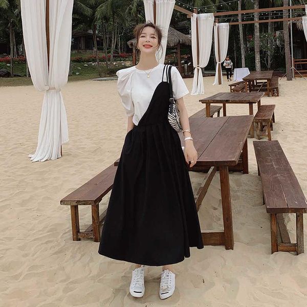 

casual dresses cmaz dres for women summer 2021 korean style female dr, Black;gray