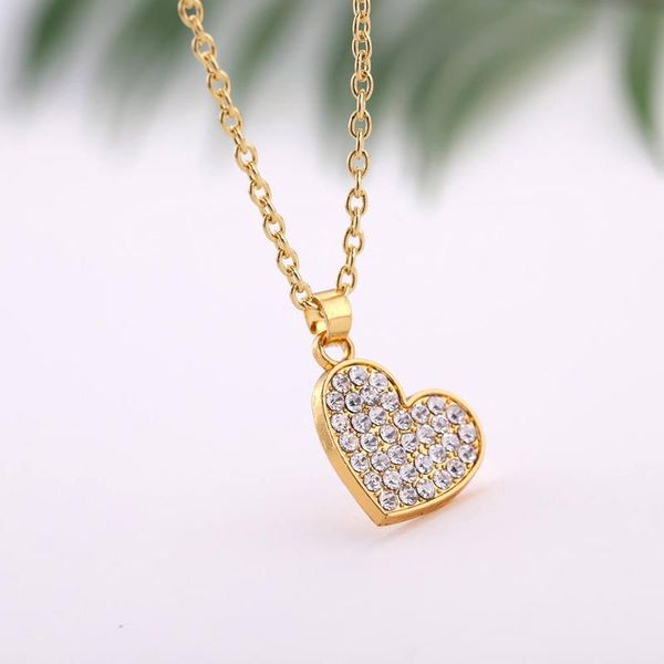 

pendant necklaces teamer heart sweater chain necklace crystal rhinestone charms women cute fashion jewelry gifts for friend ah111438, Silver