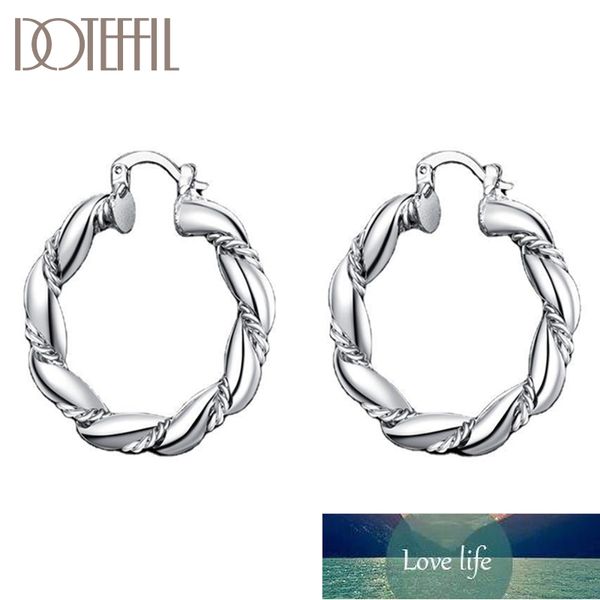 Doteffil 925 Sterling Silver Corda Torcida Rodada Brincos Brincos Mulheres Partido Presente Moda Encantamento Noivo Jóias Preço de Fábrica Especialista Qualidade Mais Recente