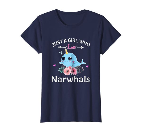 

just a girl who loves narwhals funny narwhals gift shirt, White;black