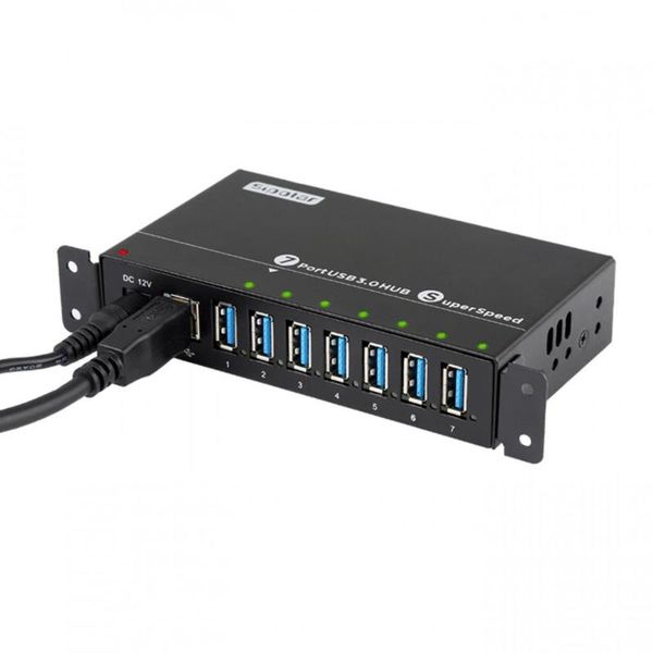 

hubs sipolar a173 7 ports powered industrial usb3.0 hub high speed data transfer multi fast charger splitter with 12v3a power adapter