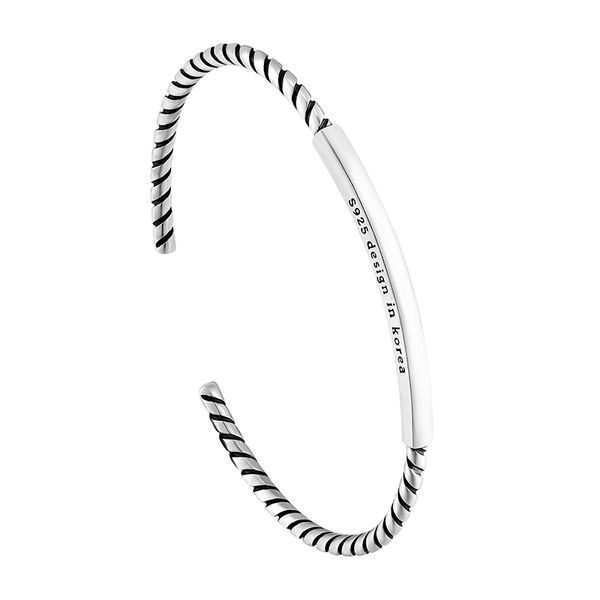 

100% 925 sterling silver open bangle korean design style fashion simple and suitable for ladies, Black