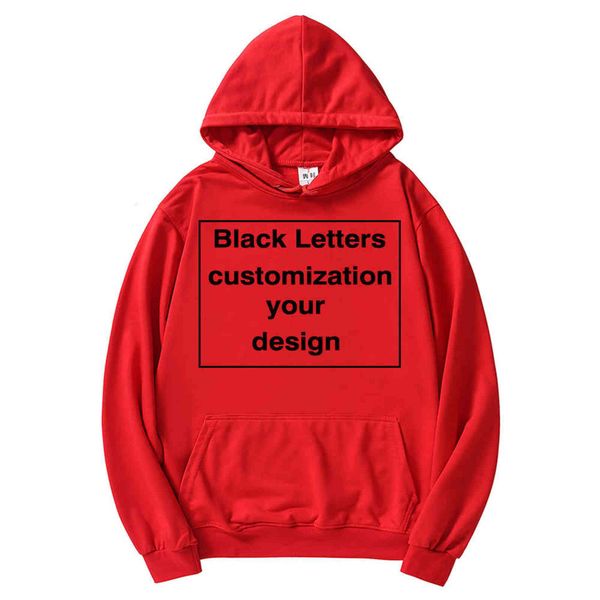 

custom pure cotton men/women hoodies diy text lmage print highquality clothing customized sport casual sweatshirt wholesale y1109, Black
