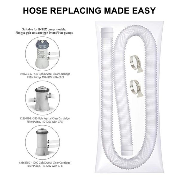 

swimming pool filter pump 1.5m hose metal clamp replacement accessory for intex 330 gph, 530 ,000 gph & accessories