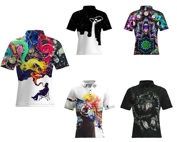

men's polo shirt summer fashion 3d, White;black