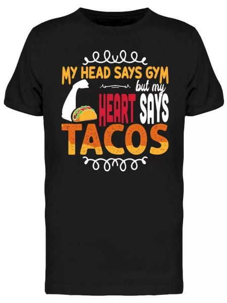 

my heart says tacos design tee men's -image by shutterstock, White;black