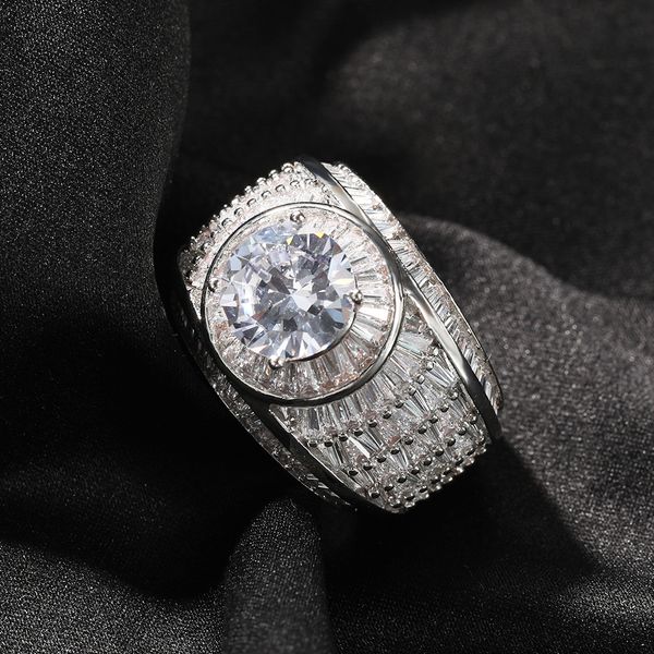 

iced out gold ring fashion big stones silver mens rings hip hop jewelry