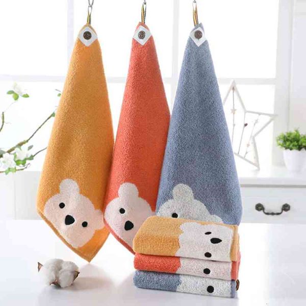 

children towels baby face towel cute cartoon bear pattern hang hand towel soft cotton towels kids bathroom products