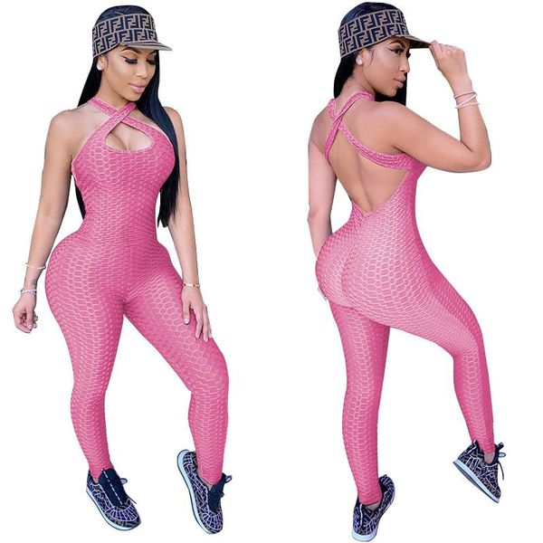 

women's jumpsuits & rompers european and american -selling ladies elegant plus size halter sports fitness pants jacquard bodysuit, Black;white