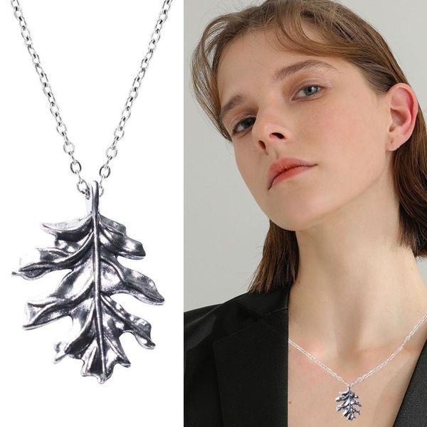 

fashion trendy leaf necklace pendant charm chain for women men party jewelry accessories gift necklaces, Silver