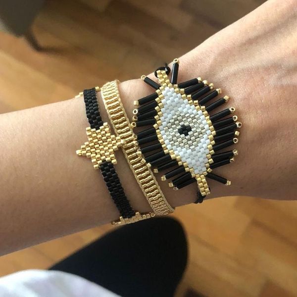 

charm bracelets go2boho fall winter red miyuki tassel set for women handmade bead woven pulseras femme crystal beaded bracelet jewelry, Golden;silver