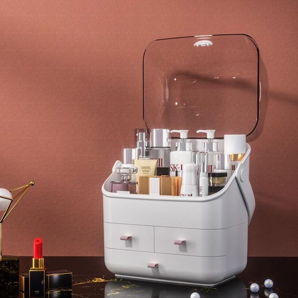 

makeup box fashion three-layer high capacity transparent portable cosmetic organizer plastic drawer lipstick nail polish storage boxes & bin
