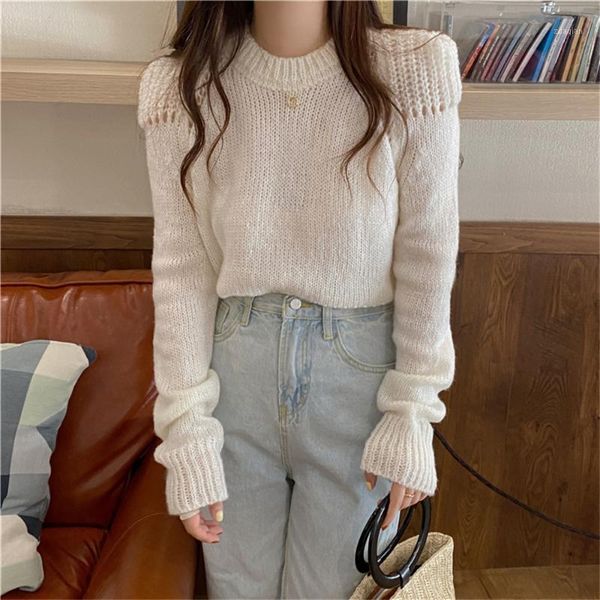 

women's sweaters hollow out slim fairy pullover chic mohair stylish women knitted 2021 loose casual jumpers autumn, White;black