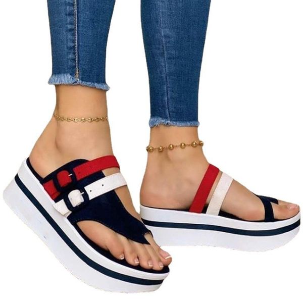 

women shoes platform sandals chunky thick bottom summer casual beach for plus size, Black
