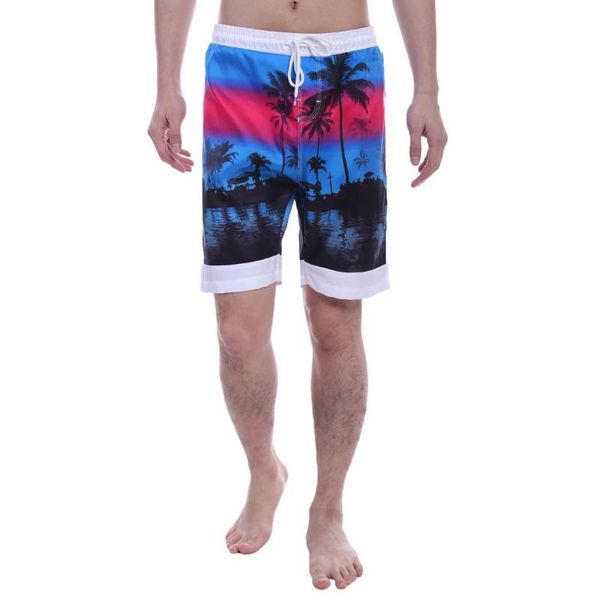 

men fashion mid-waisted casual print loose spring, autumn beach knee length waist shorts casual, men's, White;black