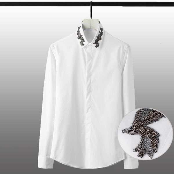 

tee shirt shirt cotton luxury india wire embroidery collar long sleeve mens plus size 4xl solid color man shirts, White;black