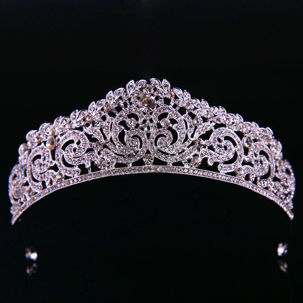 

headpieces gold plated wedding crown bridal bridesmaid flower girls crystal tiara rhinestone crown headband, Silver