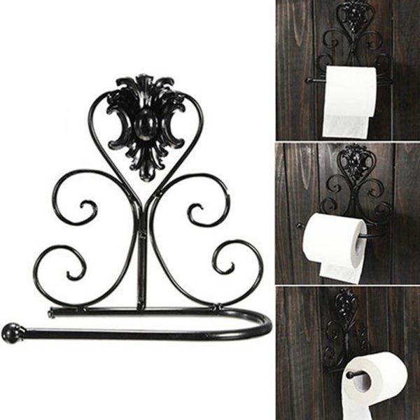 

toilet paper holders 1pcs vintage black holder iron roll bathroom wall mount rack