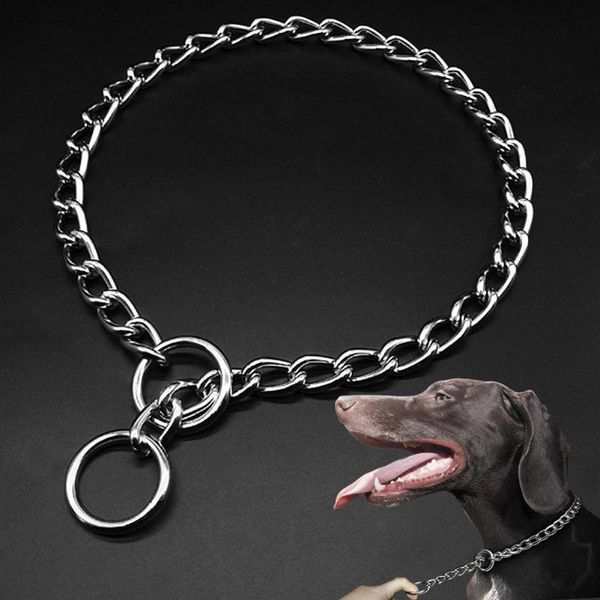 

metal adjustable stainless steel chain dog collar double row chrome plated choke training show safety control apparel