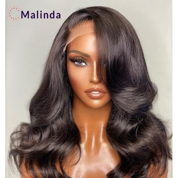 

lace wigs body wave front wig for black women transparent 13x6 human hair natural color bleached knots pre plucked, Black;brown