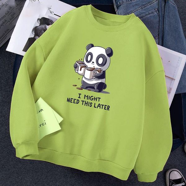 

men's hoodies & sweatshirts i might need this later pullover male long sleeve cotton casual panda drink coffee men vintage streetwear, Black