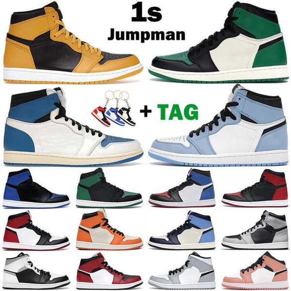 

men women jumpman basketball shoes 1s high og 1 military blue cactus jack hyper royal university black toe pollen tie dye mens trainersa40
