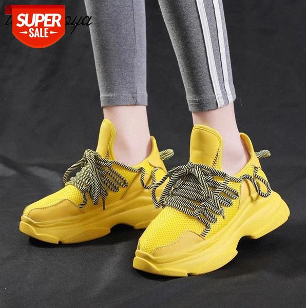 

yellow sneakers platform high chunky women shoes heel casual woman green chaussures femme #ci0x