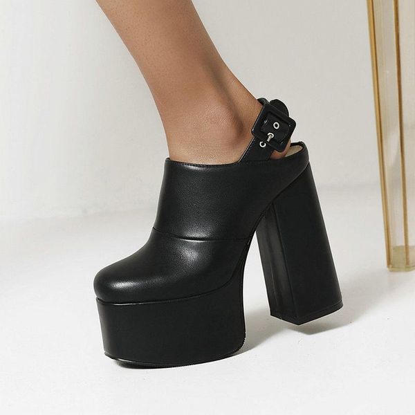 

autumn neutral women pumps fashion buckle platform female single shoes square high heels party ladies black dress